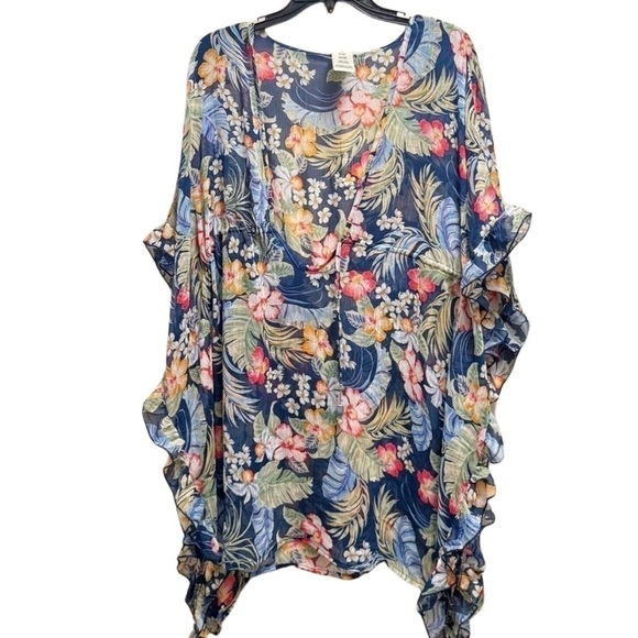 Jessica Simpson Women's Stranded in Paradise  Ruffled Cover-up Dress Swimsuit - Picture 5 of 10